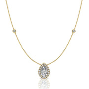 Pendentif diamant naturel poire et diamants naturels ronds 0.90 carat or jaune Carla